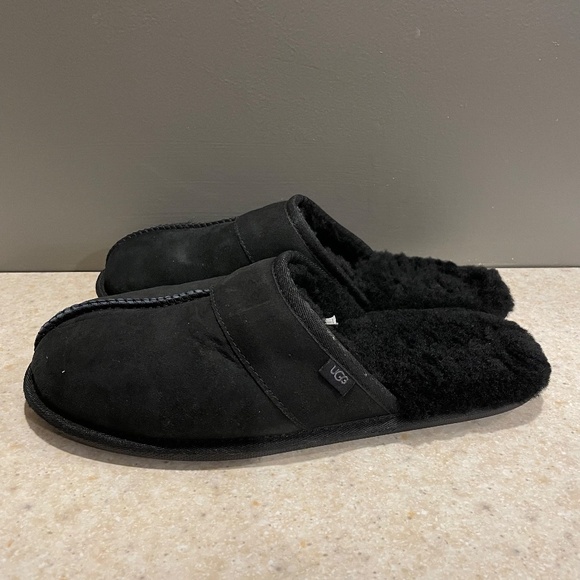 UGG Slipper Leisure Scuff Suede Shearling Lining Black Unisex / M8, W9 - Picture 9 of 9